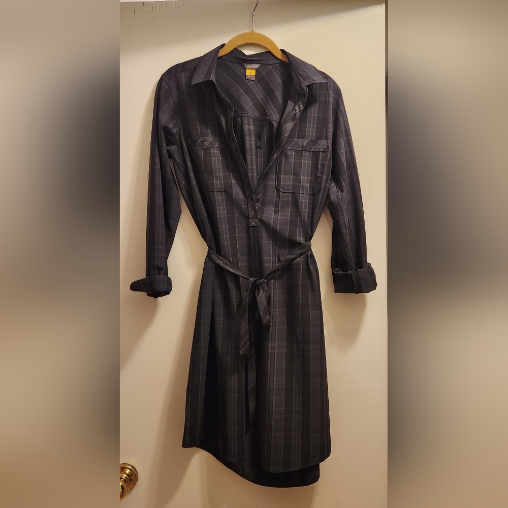 Eddie Bauer Travex Quick Dry "Departure" Black/ Gray Shirt Dress sz. S